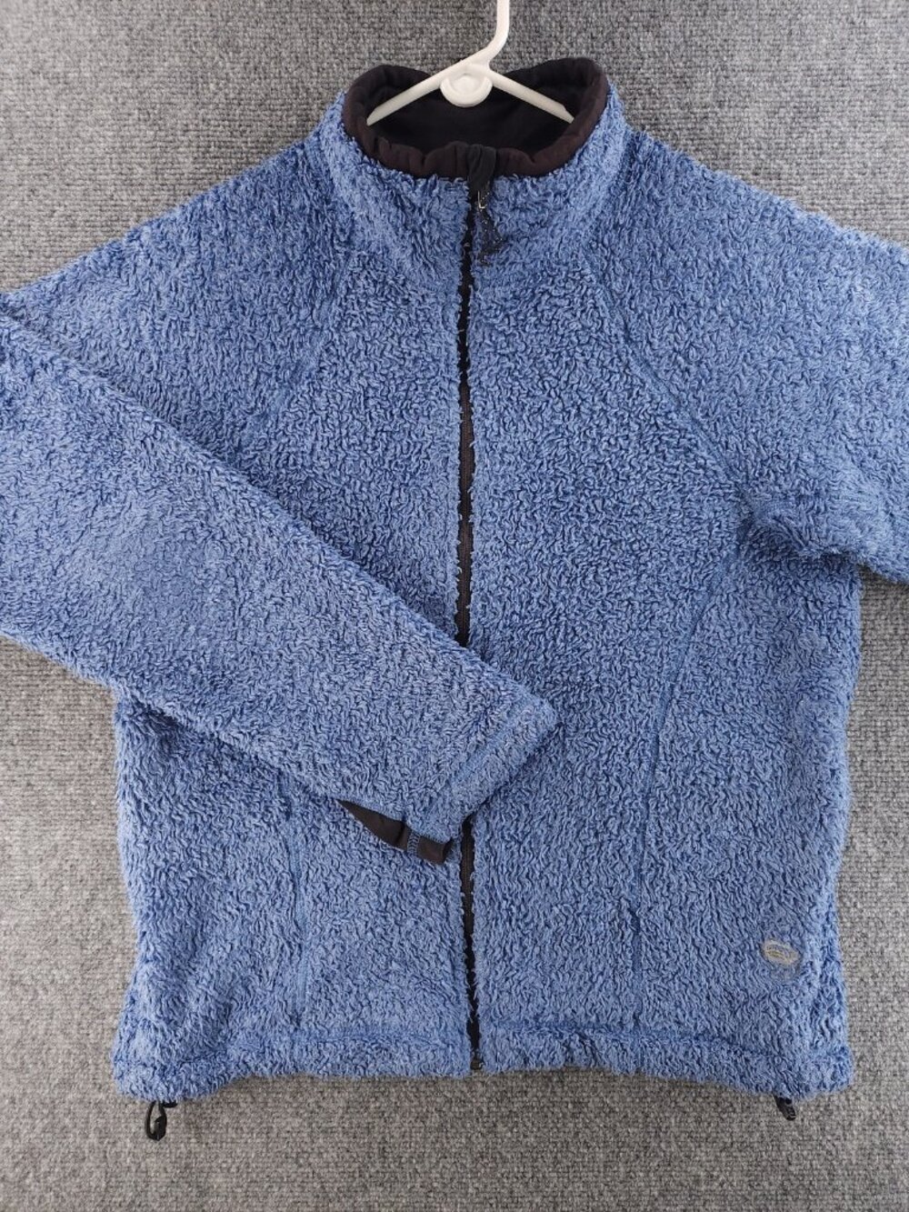 VTG Mountain Hardwear Womens Blue Large Polyester Fleece USA Jacket Logo Hiking